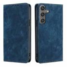 For Samsung Galaxy S24 5G RFID Anti-theft Brush Magnetic Leather Phone Case(Blue) - 1