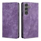 For Samsung Galaxy S24 5G RFID Anti-theft Brush Magnetic Leather Phone Case(Purple) - 1