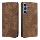 For Samsung Galaxy S24+ 5G RFID Anti-theft Brush Magnetic Leather Phone Case(Brown) - 1
