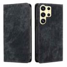 For Samsung Galaxy S24 Ultra 5G RFID Anti-theft Brush Magnetic Leather Phone Case(Black) - 1