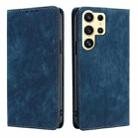 For Samsung Galaxy S24 Ultra 5G RFID Anti-theft Brush Magnetic Leather Phone Case(Blue) - 1