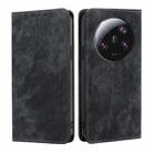 For Xiaomi 13 Ultra 5G RFID Anti-theft Brush Magnetic Leather Phone Case(Black) - 1