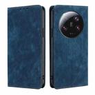 For Xiaomi 13 Ultra 5G RFID Anti-theft Brush Magnetic Leather Phone Case(Blue) - 1