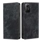 For Xiaomi Redmi Note 12S 4G RFID Anti-theft Brush Magnetic Leather Phone Case(Black) - 1