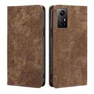 For Xiaomi Redmi Note 12S 4G RFID Anti-theft Brush Magnetic Leather Phone Case(Brown) - 1