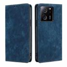 For Xiaomi Redmi K60 Ultra RFID Anti-theft Brush Magnetic Leather Phone Case(Blue) - 1