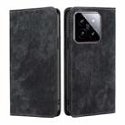 For Xiaomi 14 RFID Anti-theft Brush Magnetic Leather Phone Case(Black) - 1