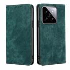 For Xiaomi 14 RFID Anti-theft Brush Magnetic Leather Phone Case(Green) - 1