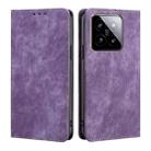 For Xiaomi 14 RFID Anti-theft Brush Magnetic Leather Phone Case(Purple) - 1