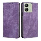 For Xiaomi Redmi 13C RFID Anti-theft Brush Magnetic Leather Phone Case(Purple) - 1