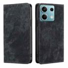 For Xiaomi Redmi Note 13 4G RFID Anti-theft Brush Magnetic Leather Phone Case(Black) - 1