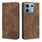 For Xiaomi Redmi Note 13 4G RFID Anti-theft Brush Magnetic Leather Phone Case(Brown) - 1