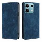 For Xiaomi Redmi Note 13 4G RFID Anti-theft Brush Magnetic Leather Phone Case(Blue) - 1