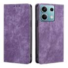 For Xiaomi Redmi Note 13 4G RFID Anti-theft Brush Magnetic Leather Phone Case(Purple) - 1