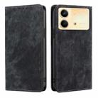 For Xiaomi Redmi Note 13R Pro 5G RFID Anti-theft Brush Magnetic Leather Phone Case(Black) - 1