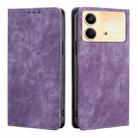 For Xiaomi Redmi Note 13R Pro 5G RFID Anti-theft Brush Magnetic Leather Phone Case(Purple) - 1