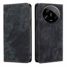 For Xiaomi 14 Ultra 5G RFID Anti-theft Brush Magnetic Leather Phone Case(Black) - 1