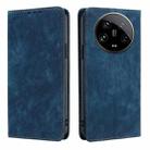 For Xiaomi 14 Ultra 5G RFID Anti-theft Brush Magnetic Leather Phone Case(Blue) - 1