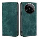 For Xiaomi 14 Ultra 5G RFID Anti-theft Brush Magnetic Leather Phone Case(Green) - 1