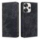 For Xiaomi Redmi Turbo 3 5G RFID Anti-theft Brush Magnetic Leather Phone Case(Black) - 1