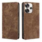 For Xiaomi Redmi Turbo 3 5G RFID Anti-theft Brush Magnetic Leather Phone Case(Brown) - 1