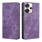 For Xiaomi Redmi Turbo 3 5G RFID Anti-theft Brush Magnetic Leather Phone Case(Purple) - 1