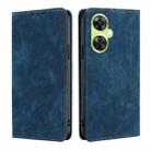 For OnePlus Nord CE 3 Lite 5G RFID Anti-theft Brush Magnetic Leather Phone Case(Blue) - 1