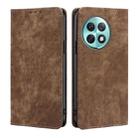 For OnePlus Ace 2 Pro RFID Anti-theft Brush Magnetic Leather Phone Case(Brown) - 1