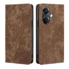 For OnePlus Nord CE3 5G RFID Anti-theft Brush Magnetic Leather Phone Case(Brown) - 1