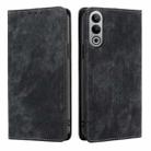 For OnePlus Nord CE4 RFID Anti-theft Brush Magnetic Leather Phone Case(Black) - 1