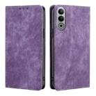 For OnePlus Nord CE4 RFID Anti-theft Brush Magnetic Leather Phone Case(Purple) - 1