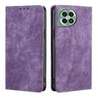 For OnePlus Ace 3 Pro 5G RFID Anti-theft Brush Magnetic Leather Phone Case(Purple) - 1