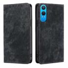 For OnePlus Nord CE 4 Lite 5G RFID Anti-theft Brush Magnetic Leather Phone Case(Black) - 1