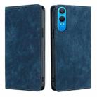 For OnePlus Nord CE 4 Lite 5G RFID Anti-theft Brush Magnetic Leather Phone Case(Blue) - 1