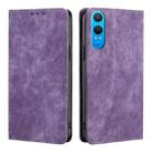 For OnePlus Nord CE 4 Lite 5G RFID Anti-theft Brush Magnetic Leather Phone Case(Purple) - 1