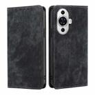 For Huawei nova 11 4G RFID Anti-theft Brush Magnetic Leather Phone Case(Black) - 1
