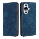 For Huawei nova 11 4G RFID Anti-theft Brush Magnetic Leather Phone Case(Blue) - 1
