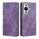 For Huawei nova 11 4G RFID Anti-theft Brush Magnetic Leather Phone Case(Purple) - 1