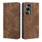 For Huawei nova 11 Pro 4G / 11 Ultra 4G RFID Anti-theft Brush Magnetic Leather Phone Case(Brown) - 1