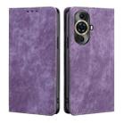 For Huawei nova 11 Pro 4G / 11 Ultra 4G RFID Anti-theft Brush Magnetic Leather Phone Case(Purple) - 1