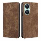 For Huawei Enjoy 60 Pro / nova 11i RFID Anti-theft Brush Magnetic Leather Phone Case(Brown) - 1