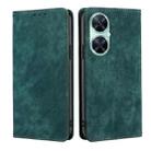 For Huawei Enjoy 60 Pro / nova 11i RFID Anti-theft Brush Magnetic Leather Phone Case(Green) - 1