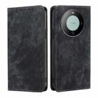 For Huawei Mate 60 RFID Anti-theft Brush Magnetic Leather Phone Case(Black) - 1