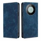 For Huawei Mate 60 RFID Anti-theft Brush Magnetic Leather Phone Case(Blue) - 1