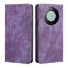 For Huawei Mate 60 RFID Anti-theft Brush Magnetic Leather Phone Case(Purple) - 1