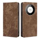 For Huawei Mate 60 Pro / Pro+ RFID Anti-theft Brush Magnetic Leather Phone Case(Brown) - 1