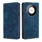 For Huawei Mate 60 Pro / Pro+ RFID Anti-theft Brush Magnetic Leather Phone Case(Blue) - 1