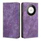 For Huawei Mate 60 Pro / Pro+ RFID Anti-theft Brush Magnetic Leather Phone Case(Purple) - 1