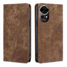 For Huawei nova 12 5G RFID Anti-theft Brush Magnetic Leather Phone Case(Brown) - 1