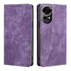 For Huawei nova 12 5G RFID Anti-theft Brush Magnetic Leather Phone Case(Purple) - 1